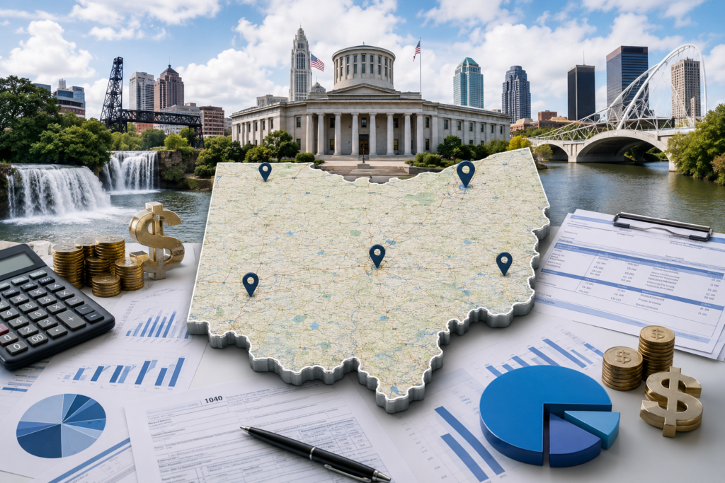 Ohio Paycheck Calculator showing Ohio state tax, local tax, and take-home pay calculation